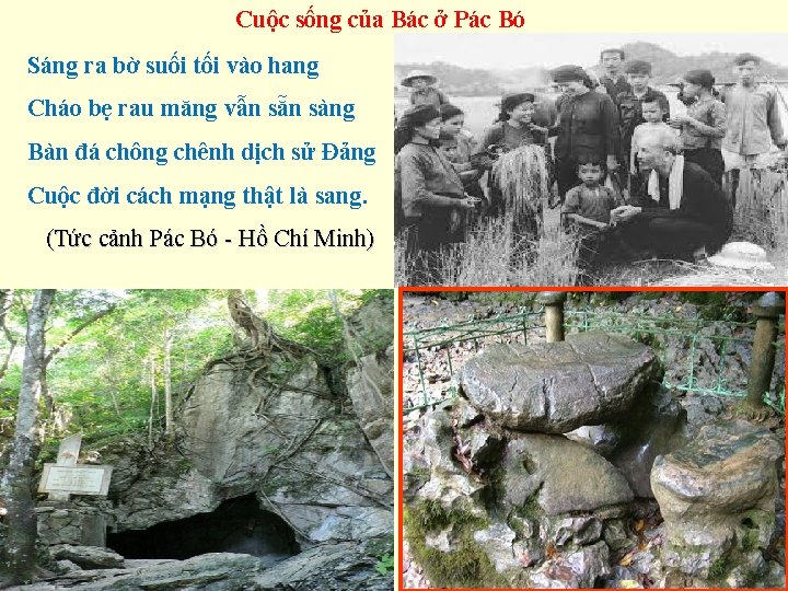 Cuộc sống của Bác ở Pác Bó Sáng ra bờ suối tối vào hang