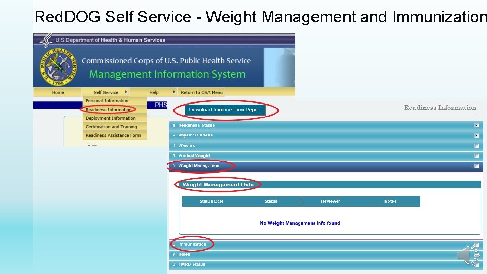 Red. DOG Self Service - Weight Management and Immunization 