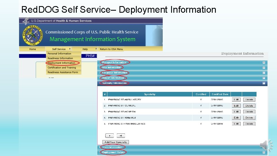 Red. DOG Self Service– Deployment Information 