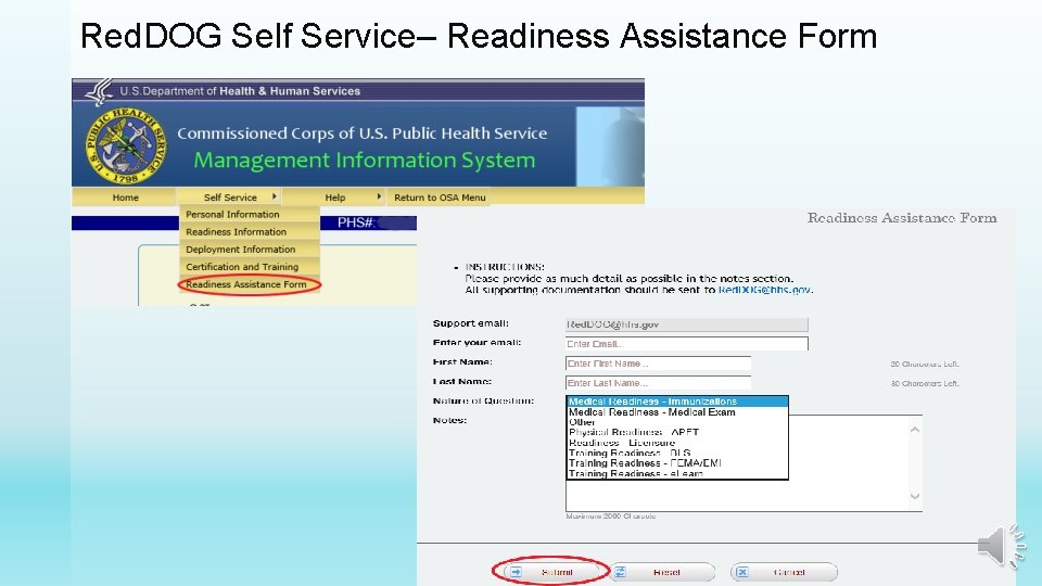 Red. DOG Self Service– Readiness Assistance Form 