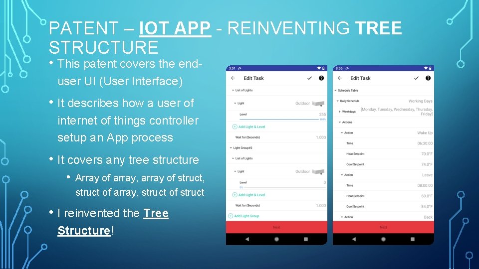 PATENT – IOT APP - REINVENTING TREE STRUCTURE • This patent covers the enduser