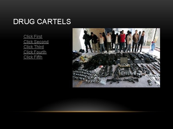 DRUG CARTELS Click First Click Second Click Third Click Fourth Click Fifth 