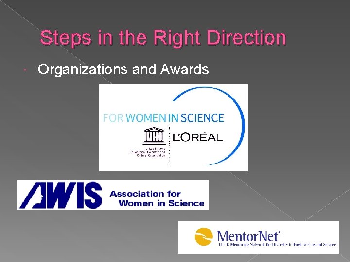 Steps in the Right Direction Organizations and Awards 