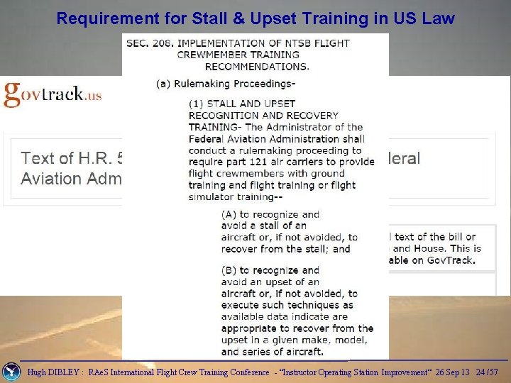 Requirement for Stall & Upset Training in US Law Hugh DIBLEY : RAe. S