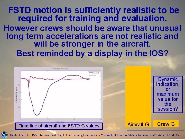 FSTD motion is sufficiently realistic to be required for training and evaluation. However crews