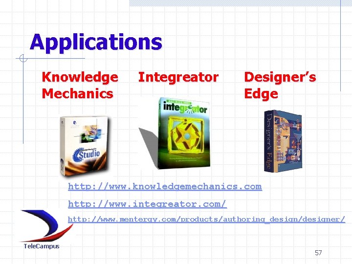 Applications Knowledge Mechanics Integreator Designer’s Edge http: //www. knowledgemechanics. com http: //www. integreator. com/