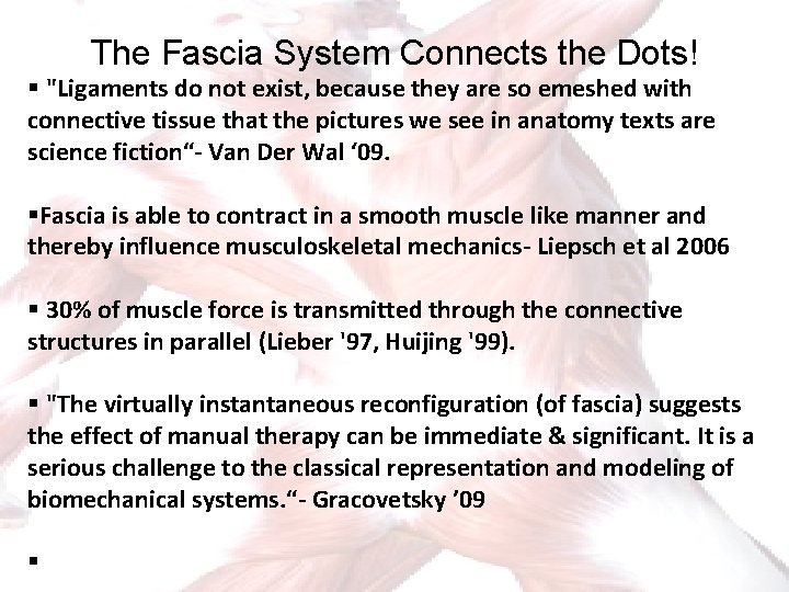 The Fascia System Connects the Dots! § "Ligaments do not exist, because they are