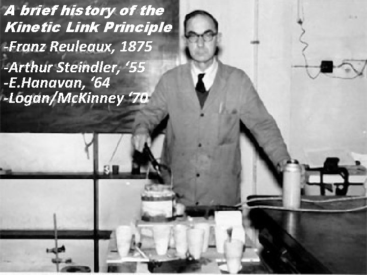 A brief history of the Kinetic Link Principle -Franz Reuleaux, 1875 -Arthur Steindler, ‘
