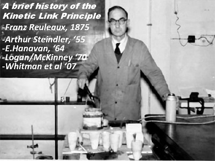 A brief history of the Kinetic Link Principle -Franz Reuleaux, 1875 -Arthur Steindler, ‘