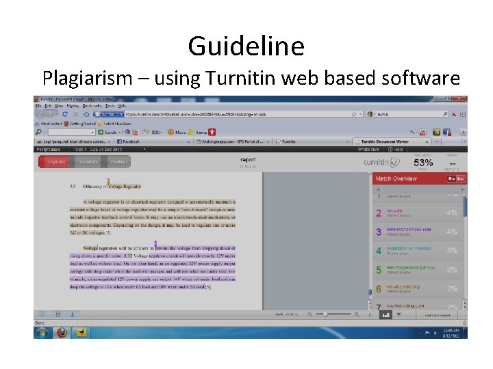 Guideline Plagiarism – using Turnitin web based software 