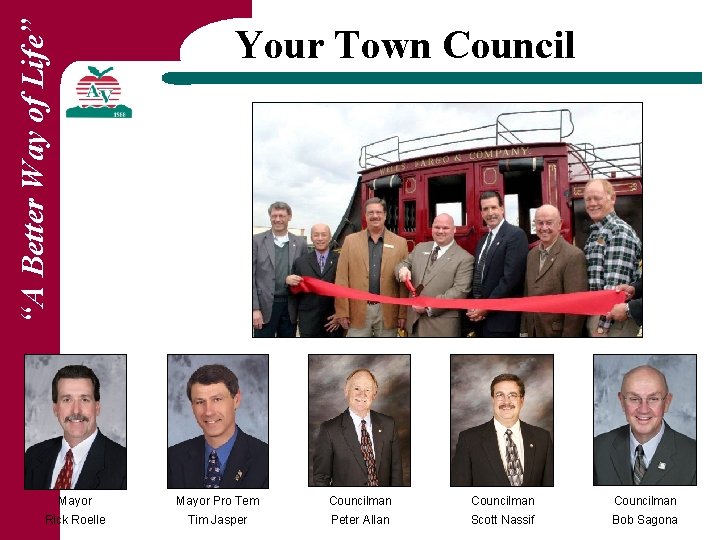 “A Better Way of Life” Your Town Council Mayor Pro Tem Councilman Rick Roelle