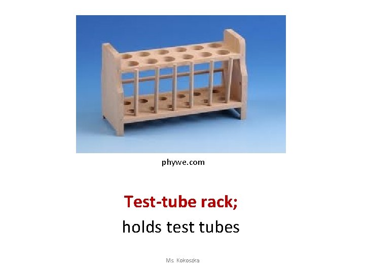 phywe. com Test-tube rack; holds test tubes Ms. Kokoszka 