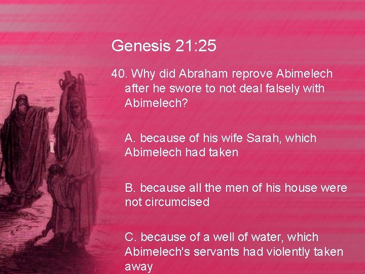 Genesis 21: 25 40. Why did Abraham reprove Abimelech after he swore to not