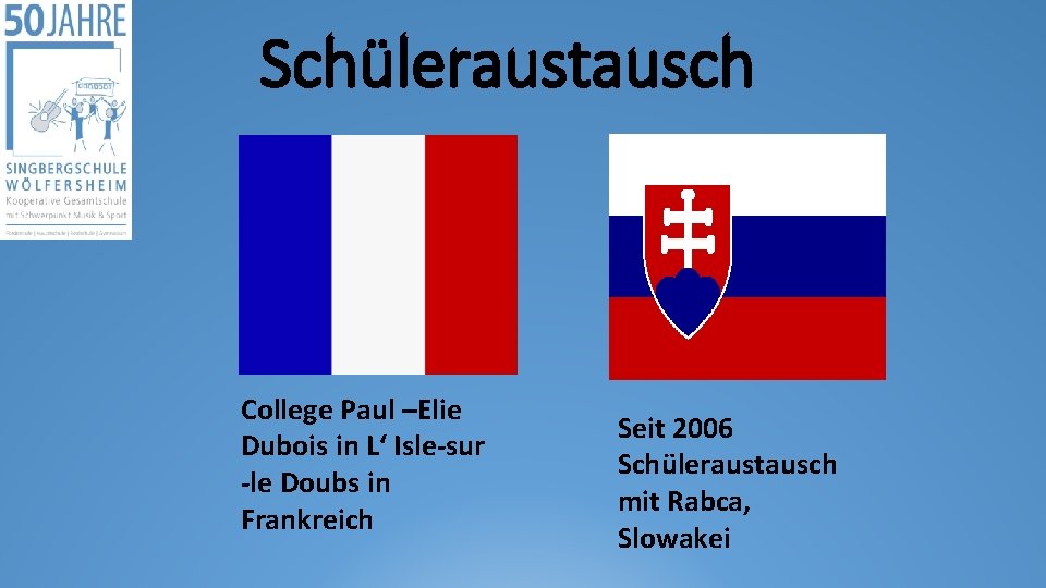 Schüleraustausch College Paul –Elie Dubois in L‘ Isle-sur -le Doubs in Frankreich Seit 2006