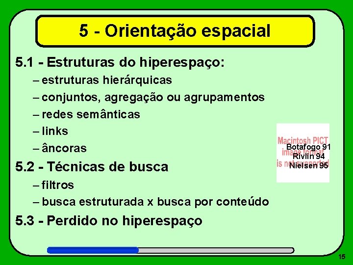 5 - Orientação espacial 5. 1 - Estruturas do hiperespaço: – estruturas hierárquicas –