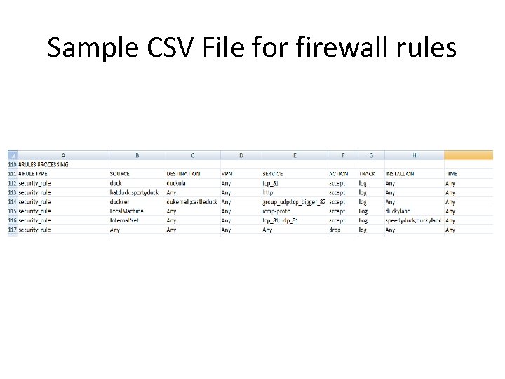 Sample CSV File for firewall rules 