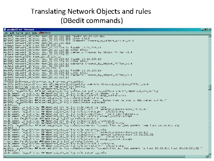 Translating Network Objects and rules (DBedit commands) 52 