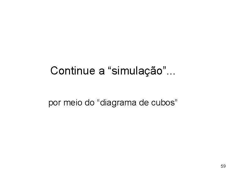 Continue a “simulação”. . . por meio do “diagrama de cubos” 59 