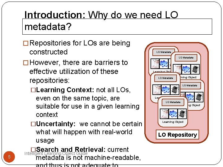 Introduction: Why do we need LO metadata? � Repositories for LOs are being constructed Introduction: Why do we need LO metadata? � Repositories for LOs are being constructed