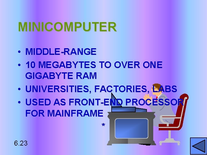 MINICOMPUTER • MIDDLE-RANGE • 10 MEGABYTES TO OVER ONE GIGABYTE RAM • UNIVERSITIES, FACTORIES,