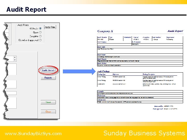Audit Report www. Sunday. Biz. Sys. com Sunday Business Systems 