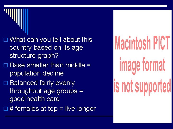 o What can you tell about this country based on its age structure graph?