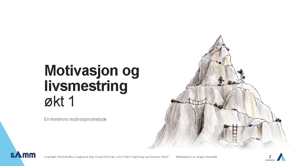Motivasjon og livsmestring økt 1 En femtrinns motivasjonsmetode Copyright: Gerd Martina Langeland, May Olaug