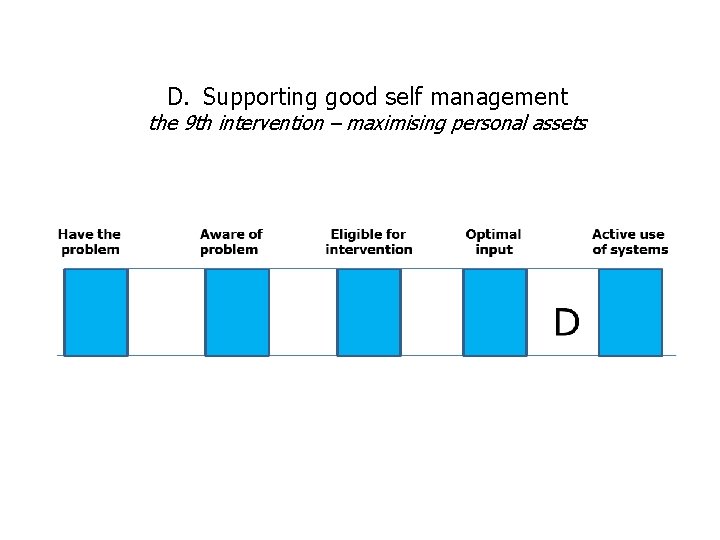 D. Supporting good self management the 9 th intervention – maximising personal assets 