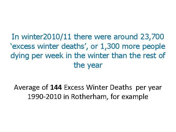 In winter 2010/11 there were around 23, 700 ‘excess winter deaths’, or 1, 300