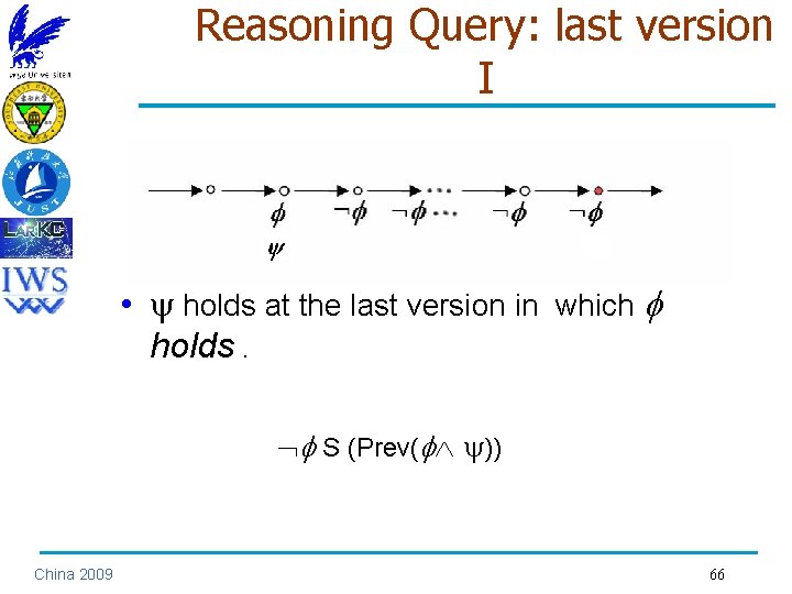 Reasoning Query: last version I • holds at the last version in which holds.