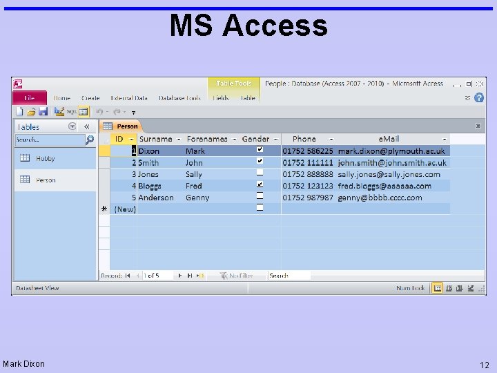 MS Access Mark Dixon 12 