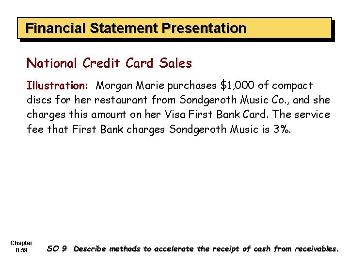 Financial Statement Presentation National Credit Card Sales Illustration: Morgan Marie purchases $1, 000 of