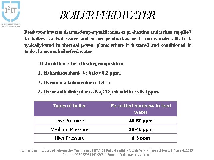 BOILER FEEDWATER Feedwater is water that undergoes purification or preheating and is then supplied