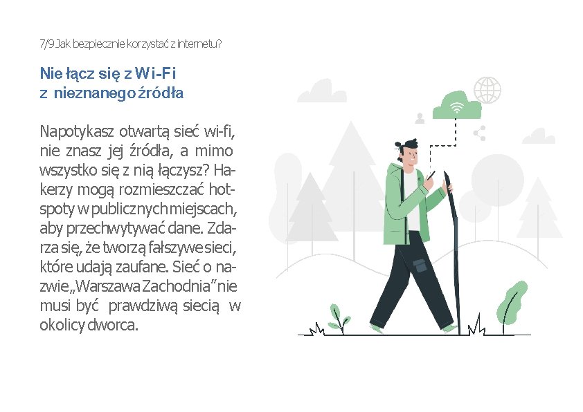 7/9 Jak bezpiecznie korzystać z internetu? Nie łącz się z Wi-Fi z nieznanego źródła