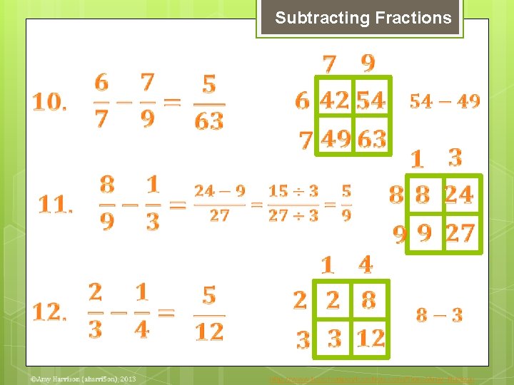 Subtracting Fractions 