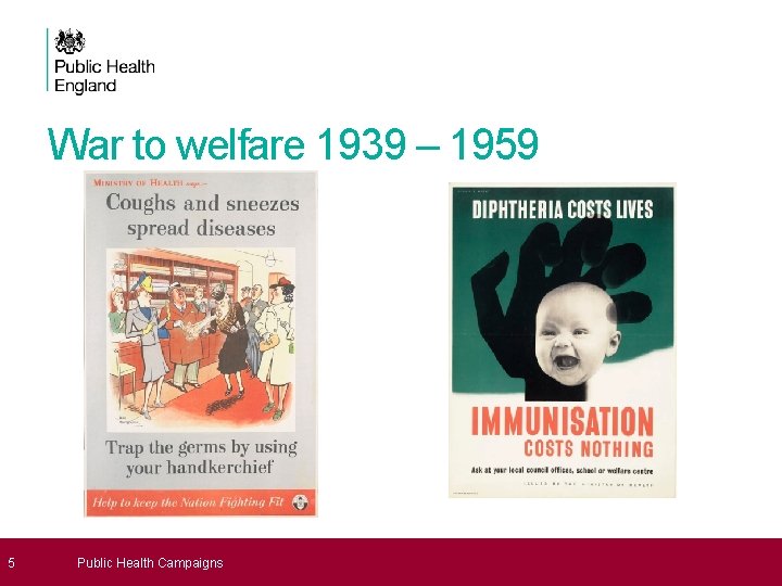 War to welfare 1939 – 1959 5 Public Health Campaigns 