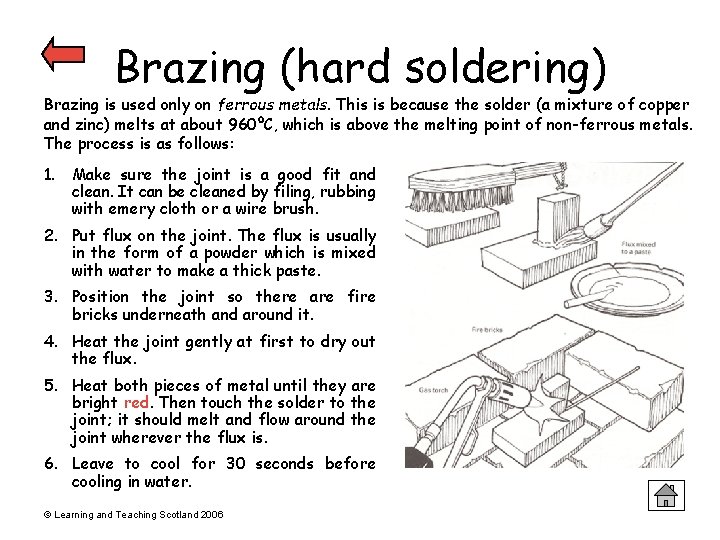 Brazing (hard soldering) Brazing is used only on ferrous metals. This is because the Brazing (hard soldering) Brazing is used only on ferrous metals. This is because the
