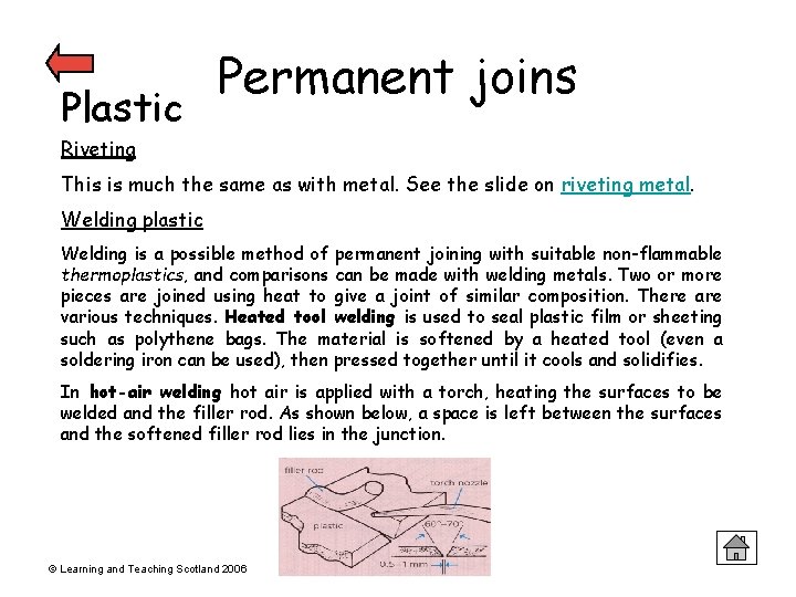 Plastic Permanent joins Riveting This is much the same as with metal. See the Plastic Permanent joins Riveting This is much the same as with metal. See the