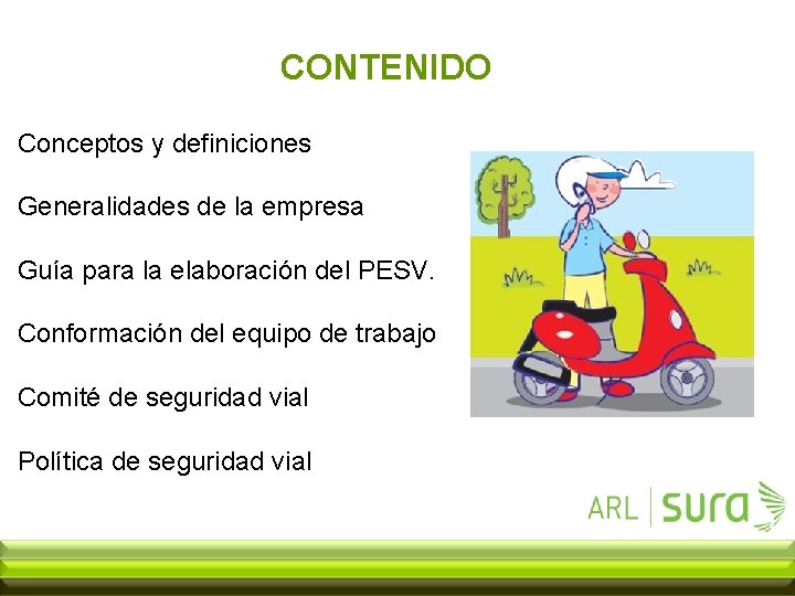 CONTENIDO Conceptos y definiciones Generalidades de la empresa Guía para la elaboración del PESV.