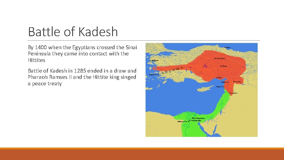 Battle of Kadesh By 1400 when the Egyptians crossed the Sinai Peninsula they came