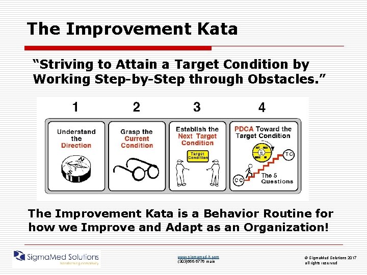 The Improvement Kata “Striving to Attain a Target Condition by Working Step-by-Step through Obstacles.