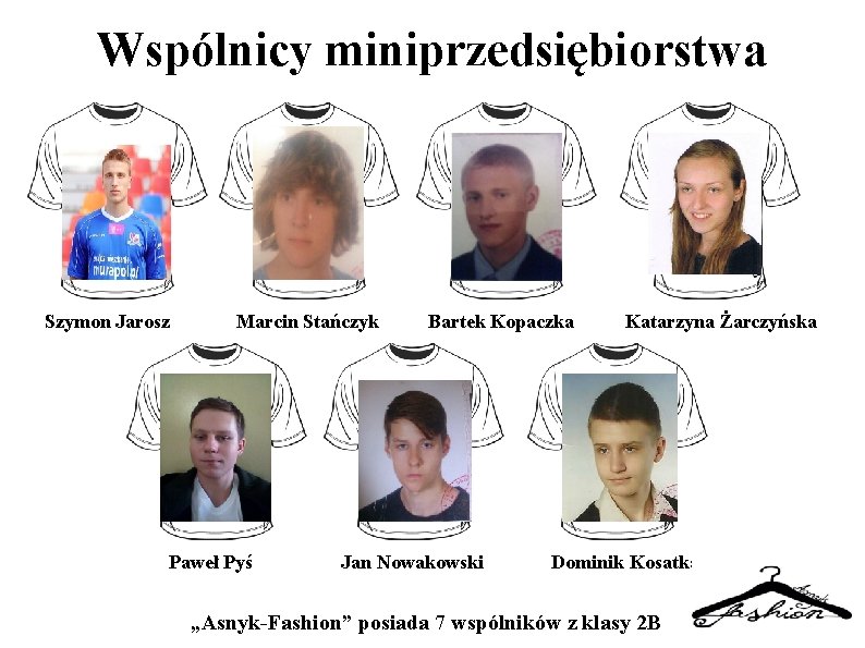 Wspólnicy miniprzedsiębiorstwa Szymon Jarosz Marcin Stańczyk Paweł Pyś Bartek Kopaczka Jan Nowakowski Katarzyna Żarczyńska