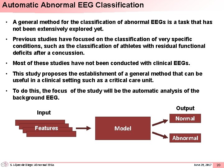 Automatic Abnormal EEG Classification • A general method for the classification of abnormal EEGs