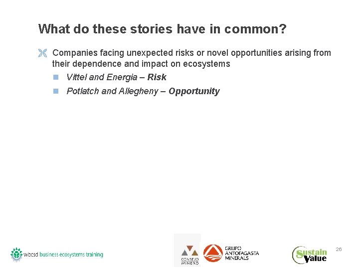 What do these stories have in common? Ë Companies facing unexpected risks or novel