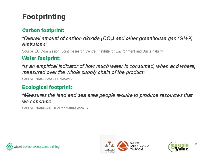 Footprinting Carbon footprint: “Overall amount of carbon dioxide (CO 2) and other greenhouse gas