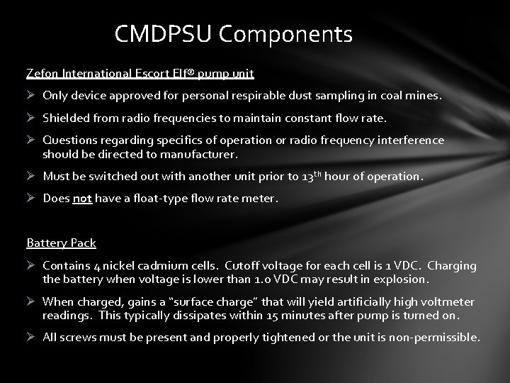 CMDPSU Components Zefon International Escort Elf® pump unit Ø Only device approved for personal