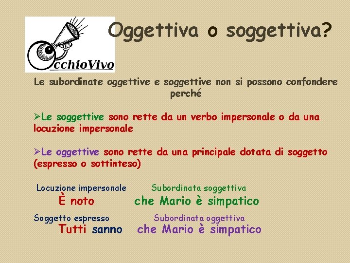 Oggettiva o soggettiva? Le subordinate oggettive e soggettive non si possono confondere perché Le