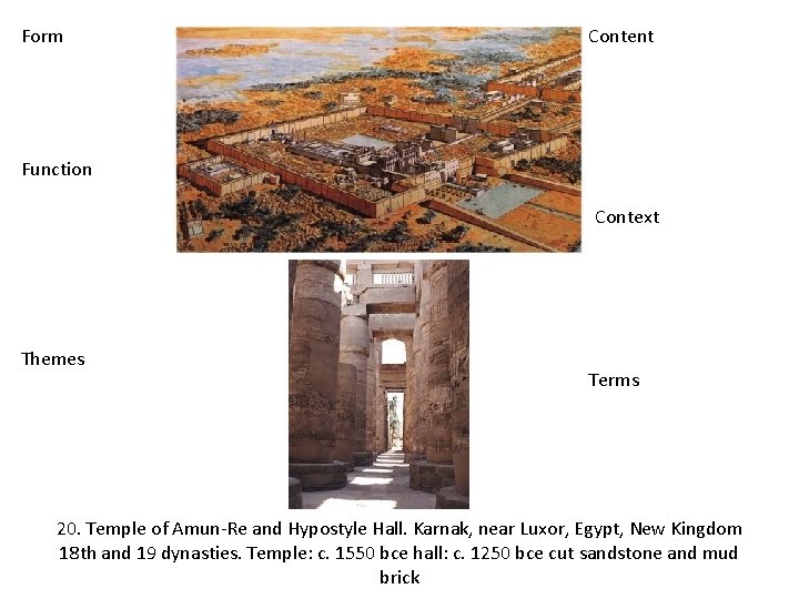 Form Content Function Context Themes Terms 20. Temple of Amun-Re and Hypostyle Hall. Karnak,