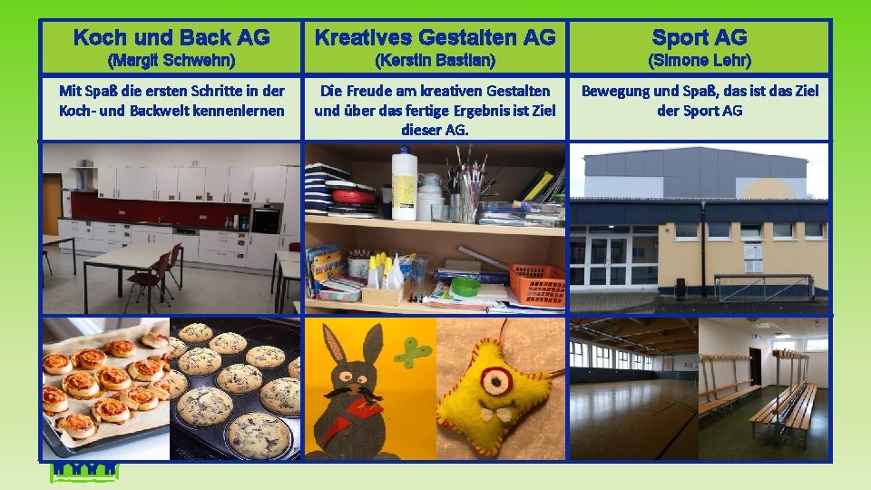 Koch und Back AG Kreatives Gestalten AG Sport AG (Margit Schwehn) (Kerstin Bastian) (Simone