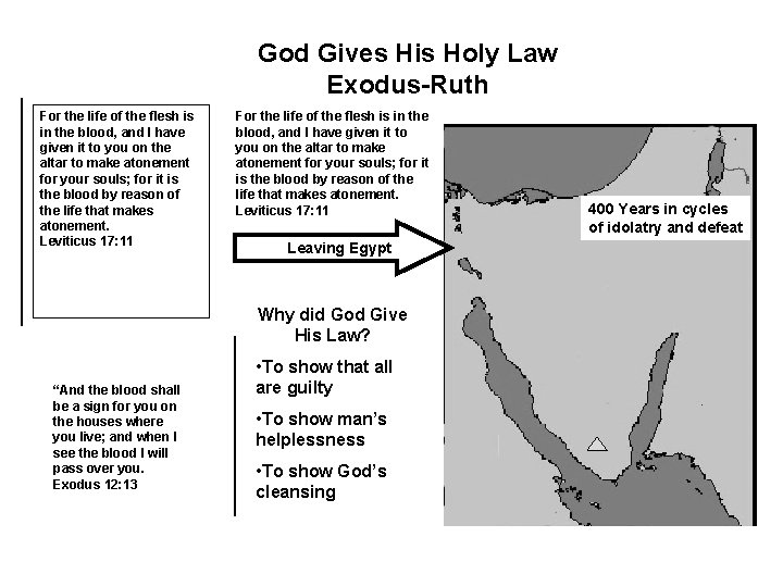 God Gives His Holy Law Exodus-Ruth For the life of the flesh is in